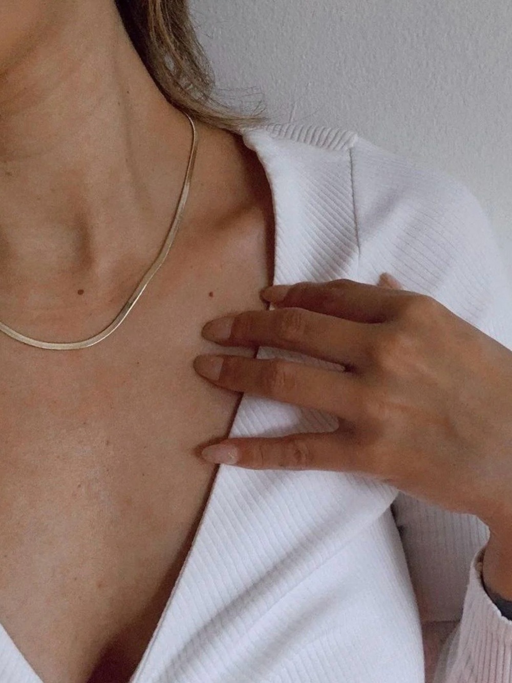 18k gold plated stainless steel herringbone chain necklace